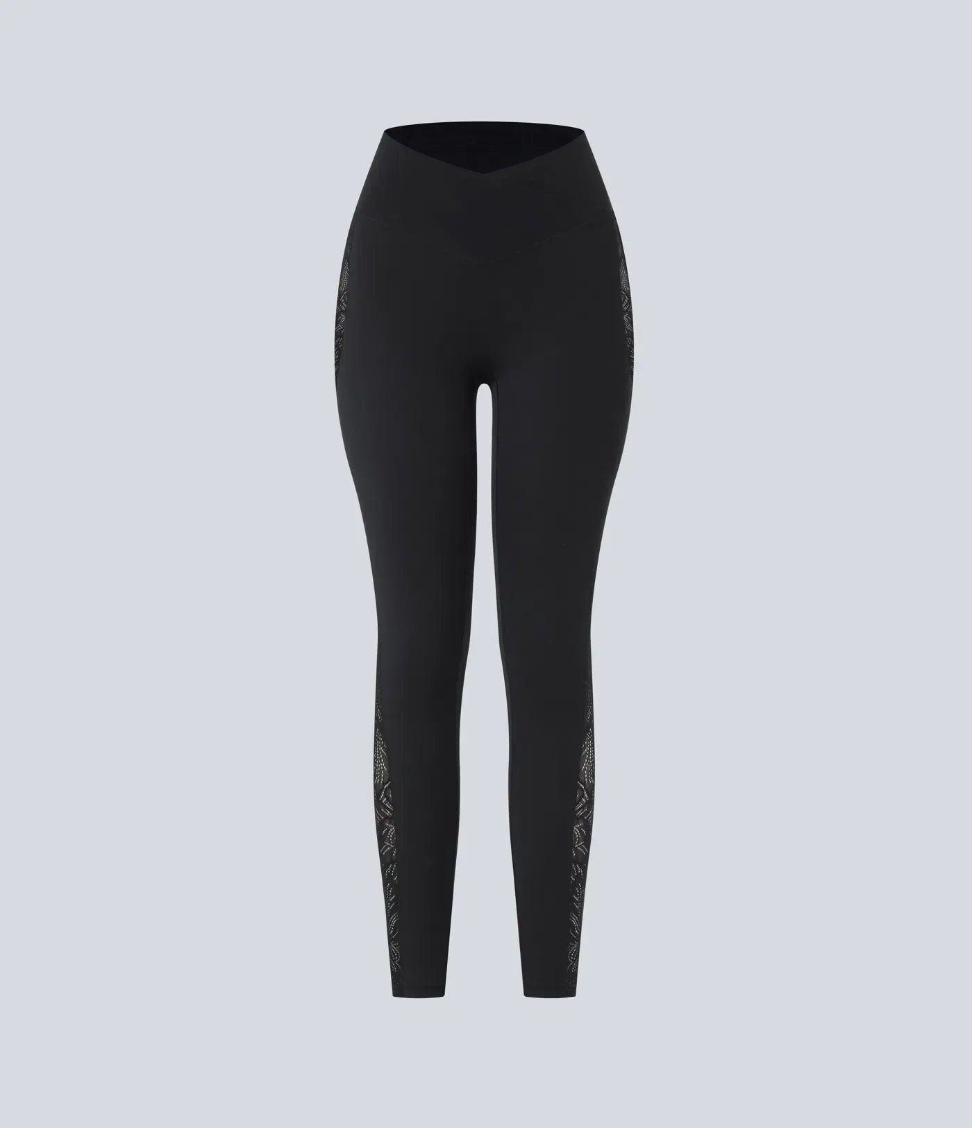 SoftlyZero™ High Waisted Crossover Contrast Lace Pocket Yoga Leggings-UPF50+