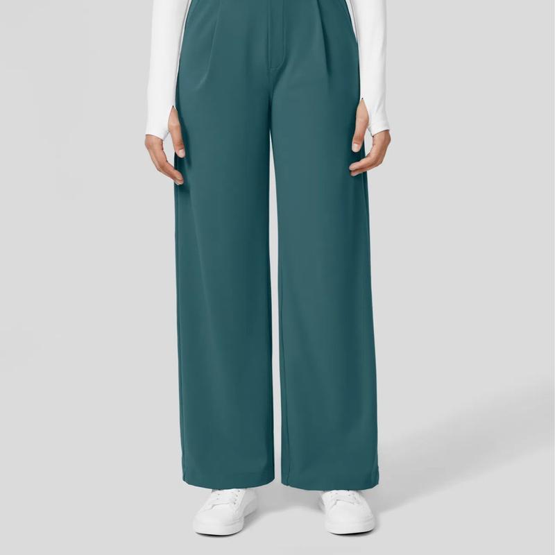 TheFitara Flex High Waisted Plicated Side Pocket Straight Leg Work Pants
