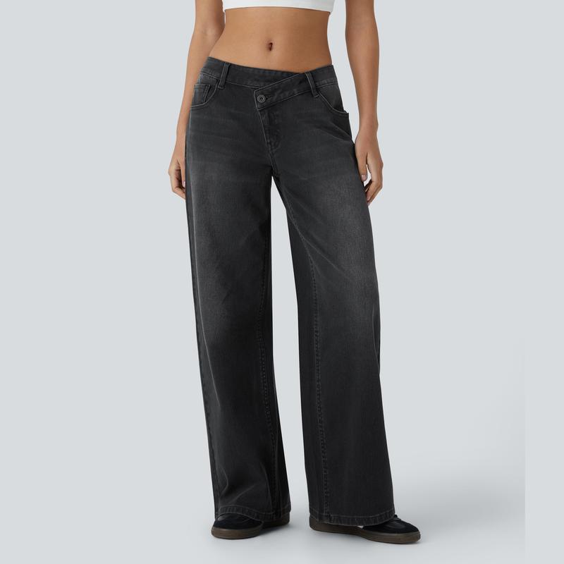 Hylora Flex Asymmetric Wide-Leg Jeans
