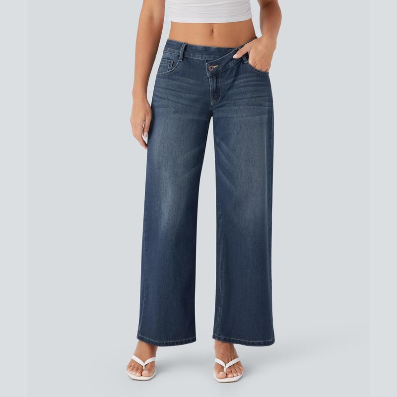 Hylora Flex Asymmetric Wide-Leg Jeans