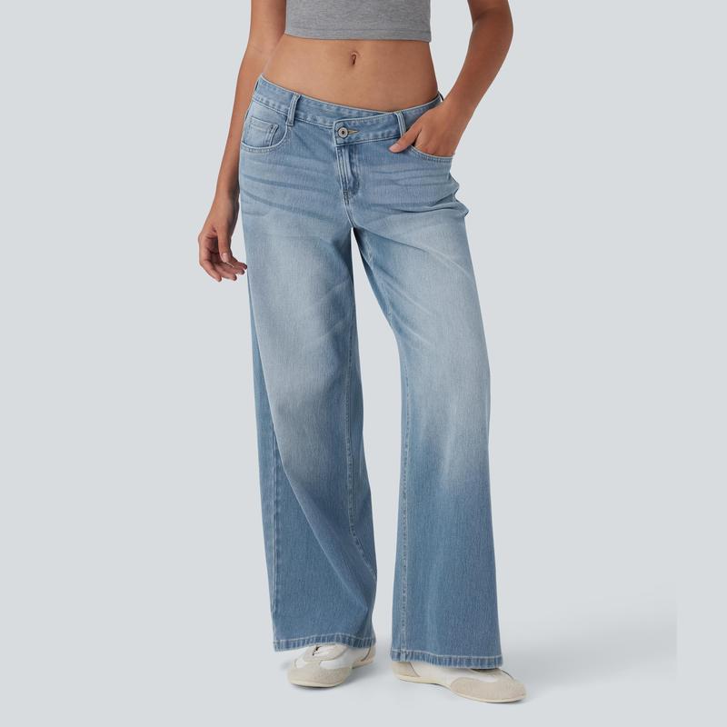 Hylora Flex Asymmetric Wide-Leg Jeans