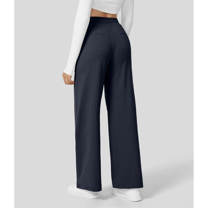 TheFitara Flex High Waisted Plicated Side Pocket Straight Leg Work Pants